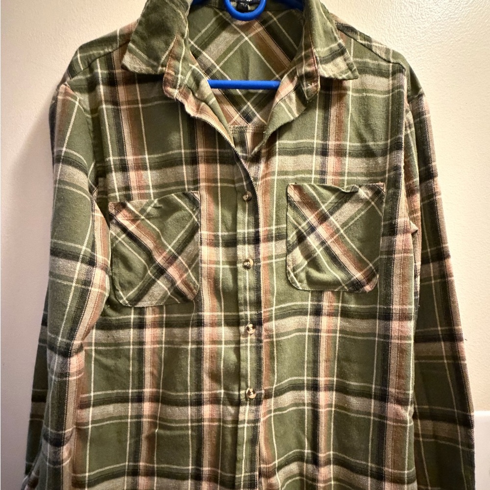 Fashion Nova Olive Plaid Shirt
